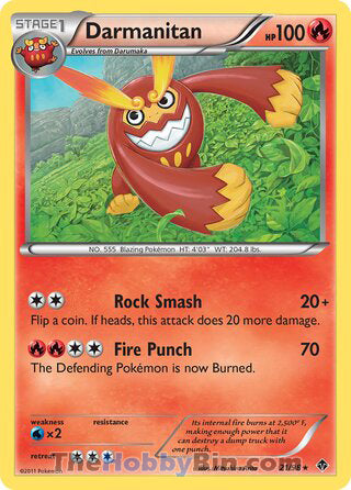 Darmanitan #21/98 Rare - Emerging Powers Pokemon card