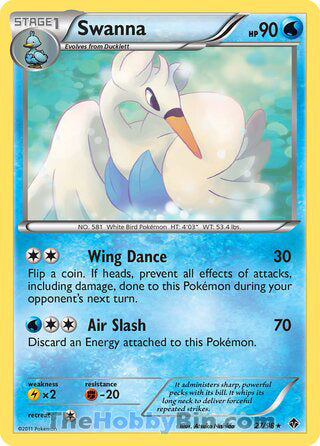 Swanna #27/98 Rare - Emerging Powers Pokemon card