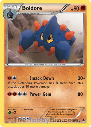 Boldore #51/98 Uncommon - Emerging Powers Pokemon card