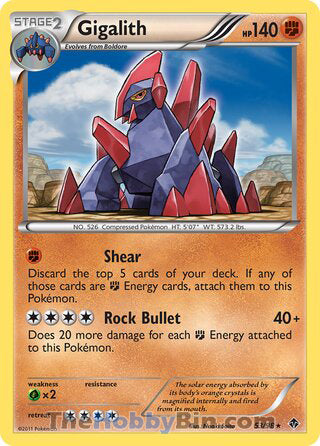 Gigalith #53/98 Rare - Emerging Powers Pokemon card
