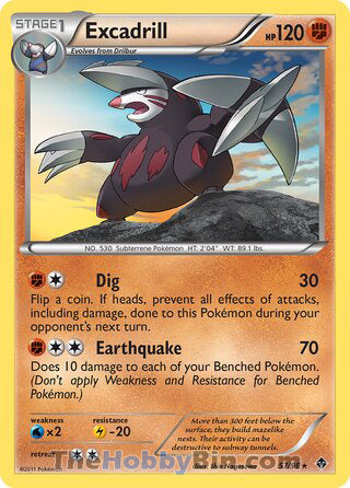 Excadrill #57/98 Rare - Emerging Powers Pokemon card
