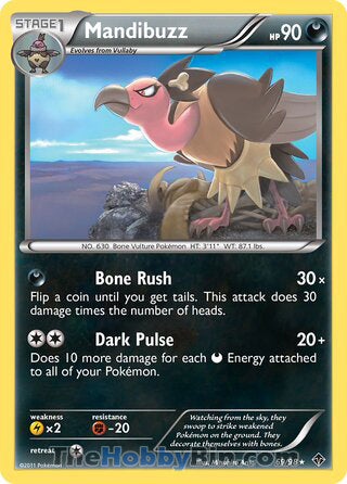 Mandibuzz #69/98 Rare - Emerging Powers Pokemon card