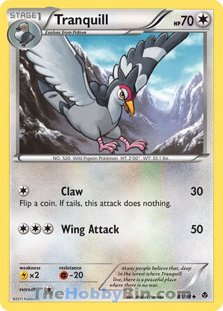 Tranquill #81/98 Uncommon - Emerging Powers Pokemon card