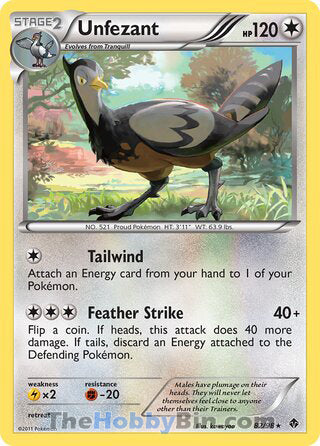 Unfezant #82/98 Rare - Emerging Powers Pokemon card