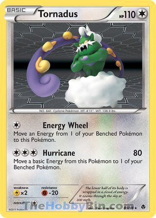 Tornadus #89/98 Holo Rare - Emerging Powers Pokemon card