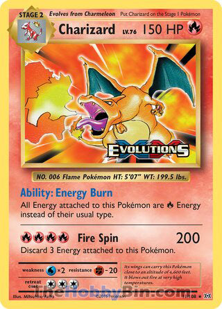 Charizard #11/108 Holo Rare - Evolutions Pokemon card