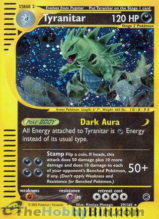 Tyranitar #29/165 Holo Rare - Expedition Pokemon card