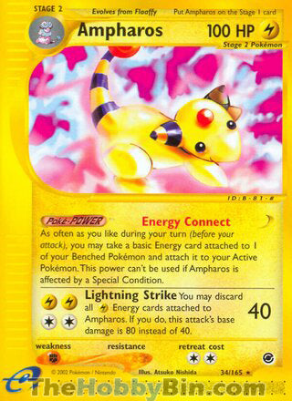 Ampharos #34/165 Rare - Expedition Pokemon card