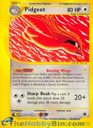 Pidgeot #59/165 Rare - Expedition Pokemon card