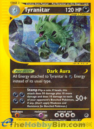 Tyranitar #66/165 Rare - Expedition Pokemon card
