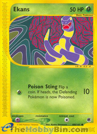 Ekans #108/165 Common - Expedition Pokemon card