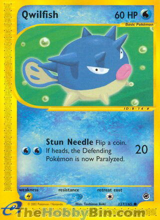 Qwilfish #127/165 Common - Expedition Pokemon card