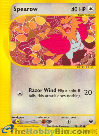 Spearow #130/165 Common - Expedition Pokemon card