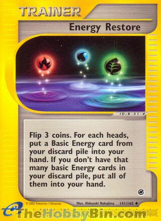 Energy Restore #141/165 Uncommon - Expedition Pokemon card