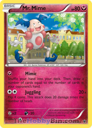 Mr. Mime #67/124 Rare - Fates Collide Pokemon card