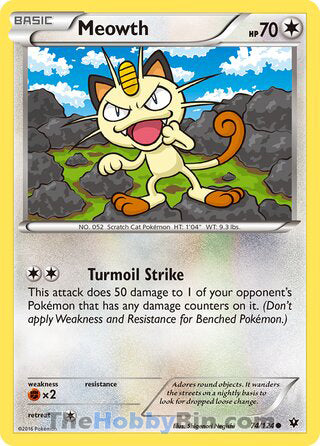 Meowth #74/124 Common - Fates Collide Pokemon card