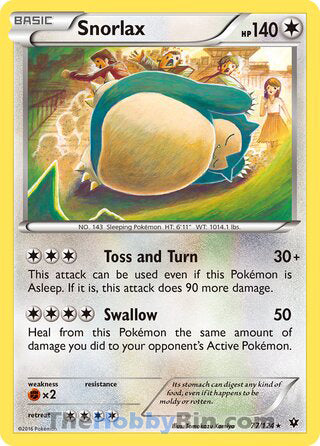 Snorlax #77/124 Rare - Fates Collide Pokemon card