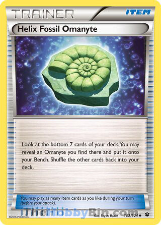 Helix Fossil Omanyte #102/124 Uncommon - Fates Collide Pokemon card