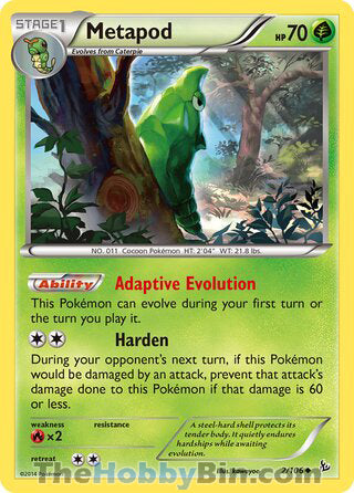Metapod #2/106 Uncommon - Flashfire Pokemon card