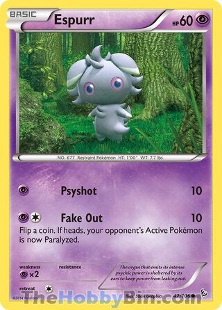 Espurr #42/106 Common - Flashfire Pokemon card