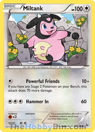 Miltank #83/106 Uncommon - Flashfire Pokemon card