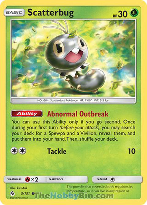 Scatterbug #5/131 Common - Forbidden Light Pokemon card
