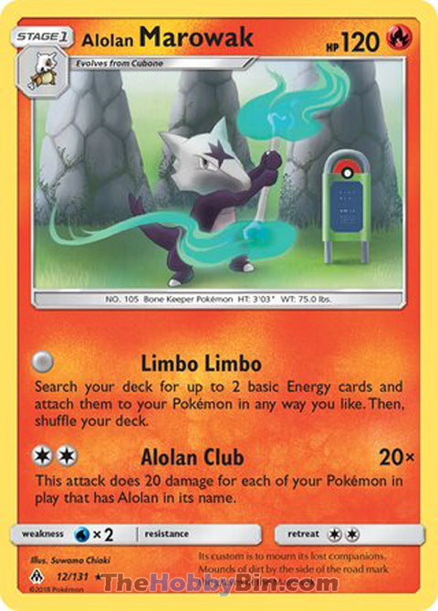 0012 Alolan Marowak Rare Forbidden Light