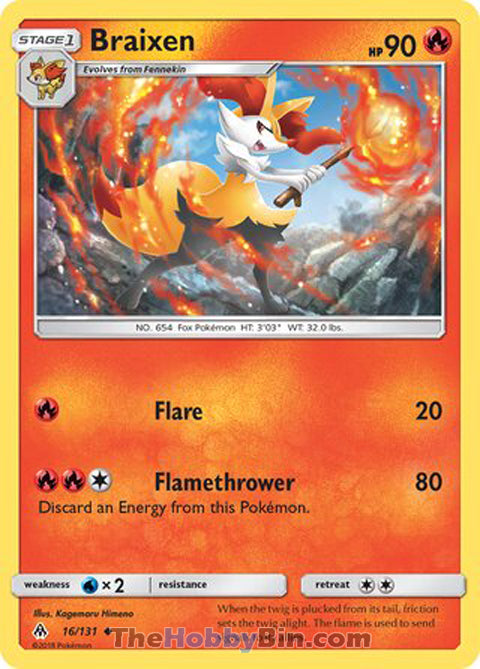 Braixen #16/131 Uncommon - Forbidden Light Pokemon card