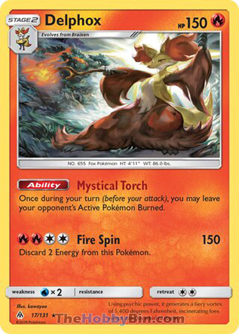 Delphox #17/131 Holo Rare - Forbidden Light Pokemon card