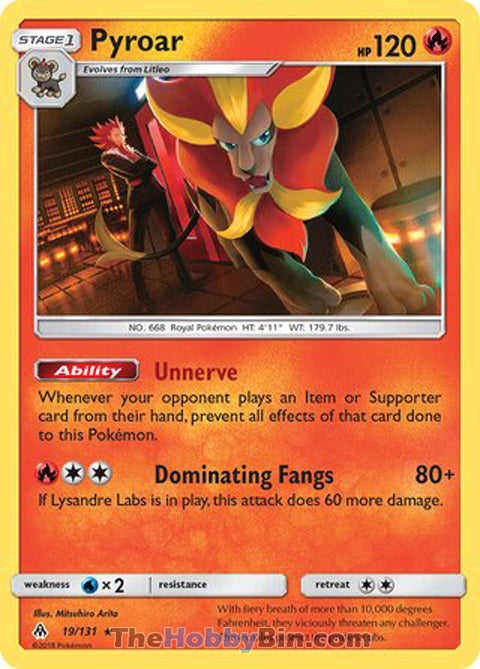 Pyroar #19/131 Holo Rare - Forbidden Light Pokemon card