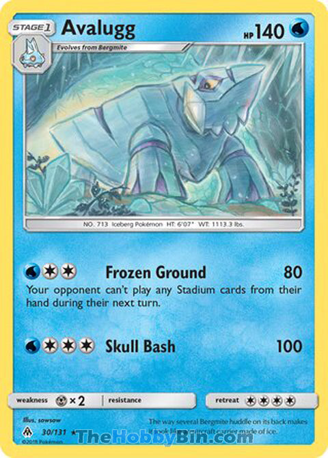 Avalugg #30/131 Rare - Forbidden Light Pokemon card
