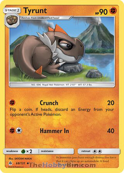 Tyrunt #68/131 Uncommon - Forbidden Light Pokemon card