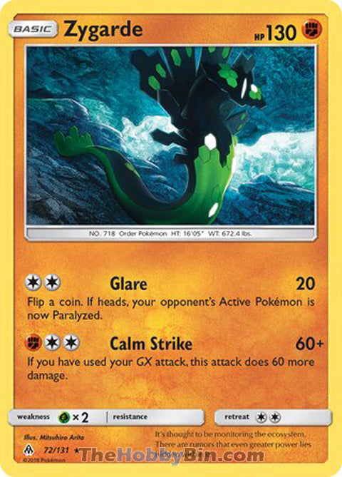 Zygarde #72/131 Rare - Forbidden Light Pokemon card