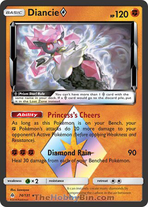 Diancie Prism Star #74/131 Prism Rare - Forbidden Light Pokemon card