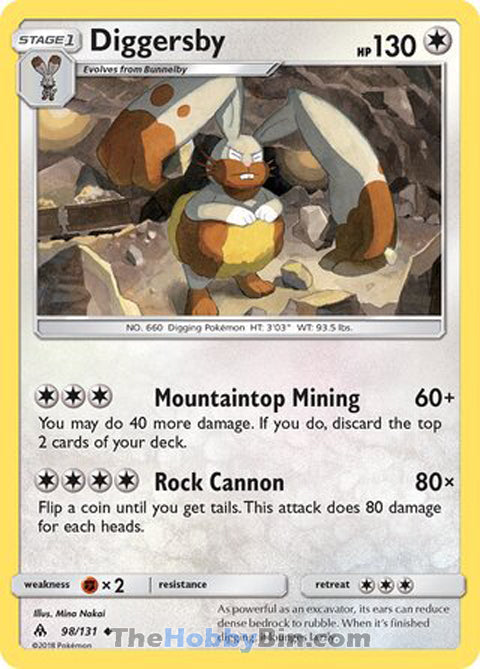Diggersby #98/131 Uncommon - Forbidden Light Pokemon card