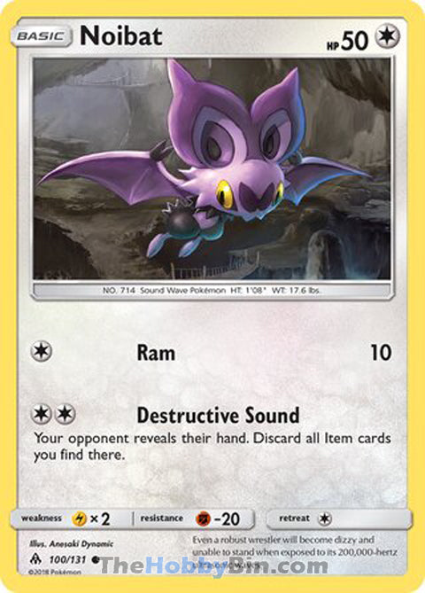 Noibat #100/131 Common - Forbidden Light Pokemon card