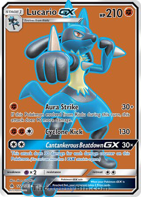 Lucario GX #122/131 Ultra Rare - Forbidden Light Pokemon card