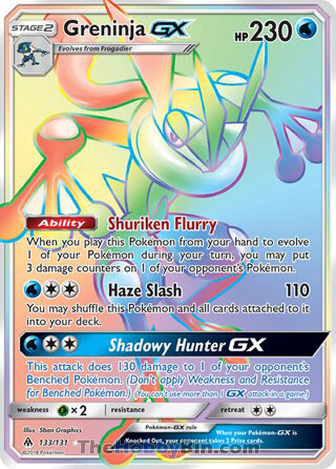 Greninja GX #133/131 Secret Rare - Forbidden Light Pokemon card