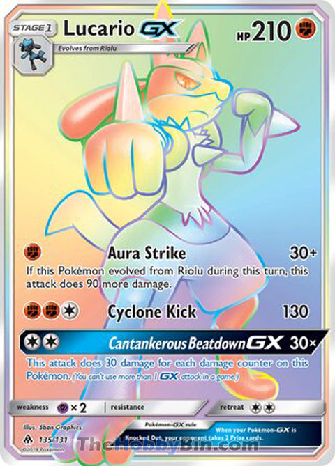 0135 Lucario GX Secret Rare Forbidden Light