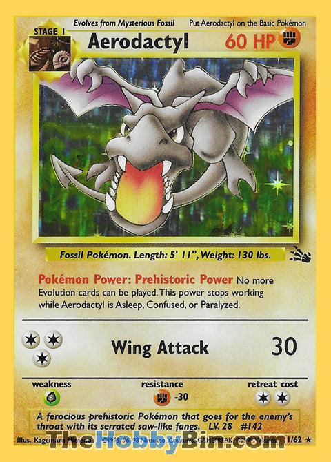 Aerodactyl #1/62 Holo Rare - Fossil Pokemon card