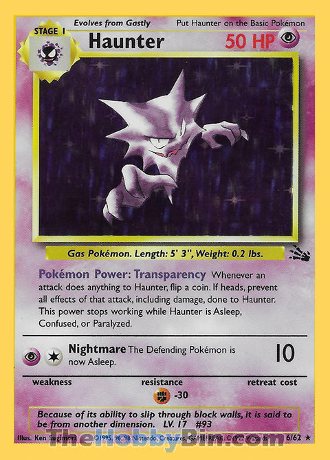 Haunter Fossil Unlimited  Holo Rare #6/62