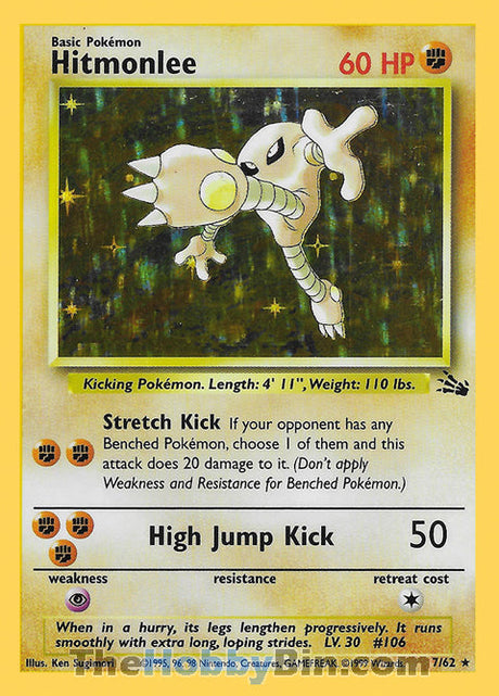 Hitmonlee Fossil Unlimited  Holo Rare #7/62