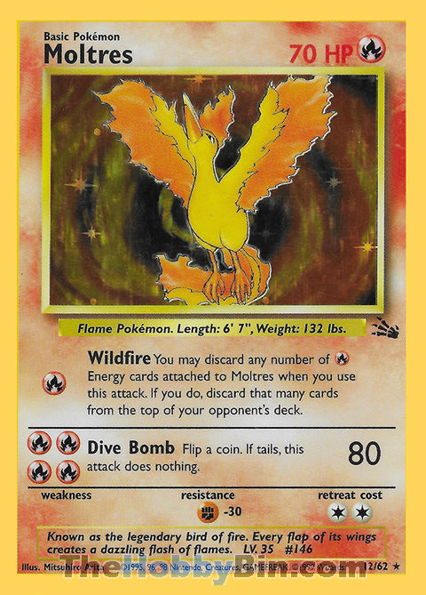 Moltres Fossil Unlimited  Holo Rare #12/62