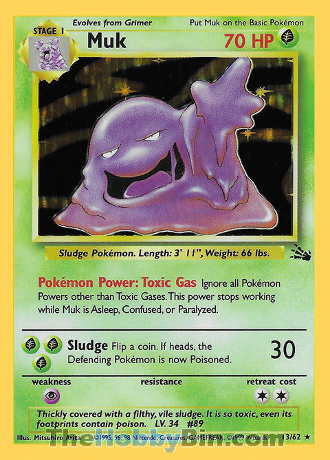 Muk #13/62 Holo Rare - Fossil Pokemon card