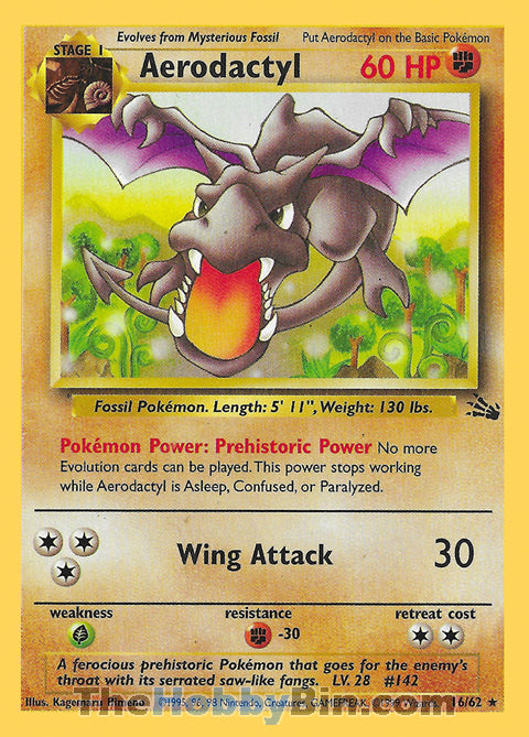 Aerodactyl #16/62 Rare - Fossil Pokemon card