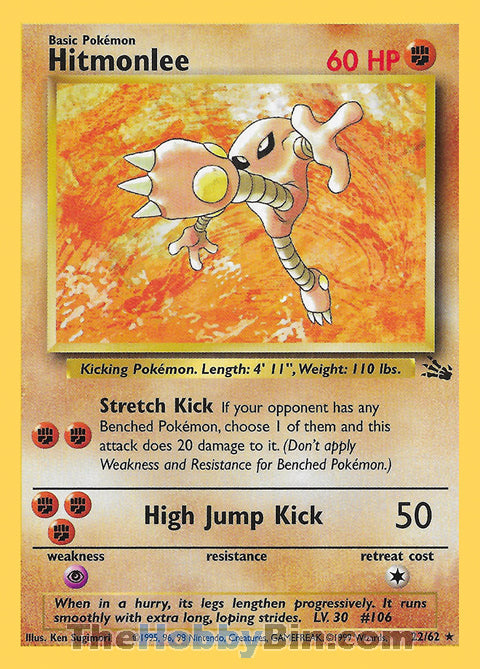 Hitmonlee #22/62 Rare - Fossil Pokemon card