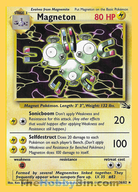 Magneton #26/62 Rare - Fossil Pokemon card