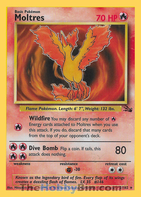 Moltres #27/62 Rare - Fossil Pokemon card