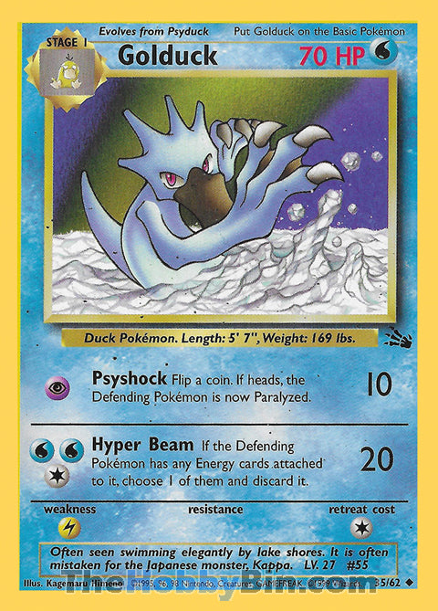Golduck #35/62 Uncommon - Fossil Pokemon card