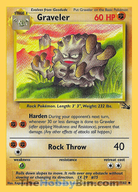 Graveler #37/62 Uncommon - Fossil Pokemon card